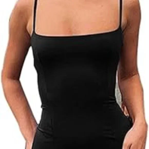 ❌❌SOLD❌❌PRIMODA Women's Spaghetti Strap black Long Dress Thigh-high Slit sz med - Picture 2 of 4